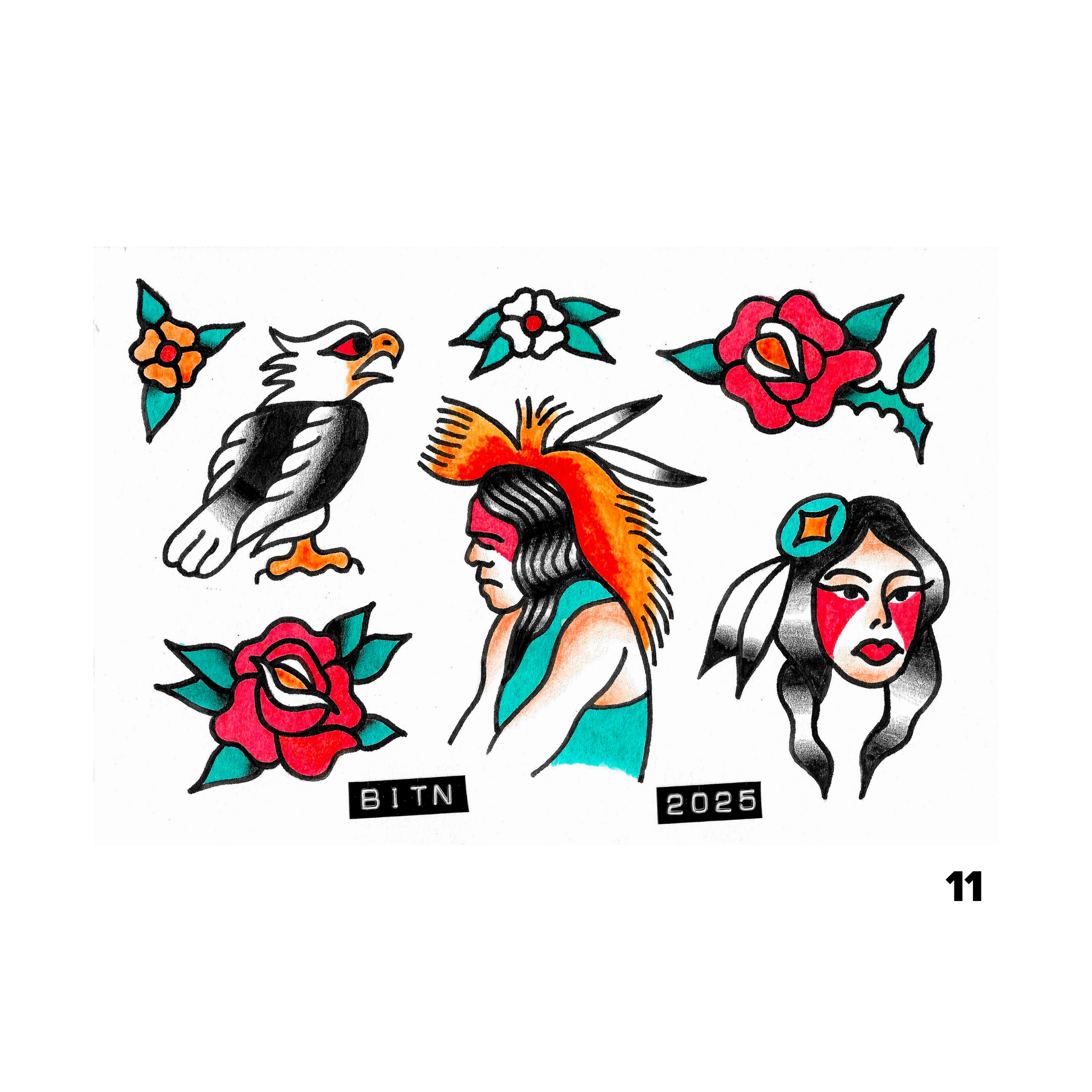 Original Tattoo Flash - 6x9 Watercolour