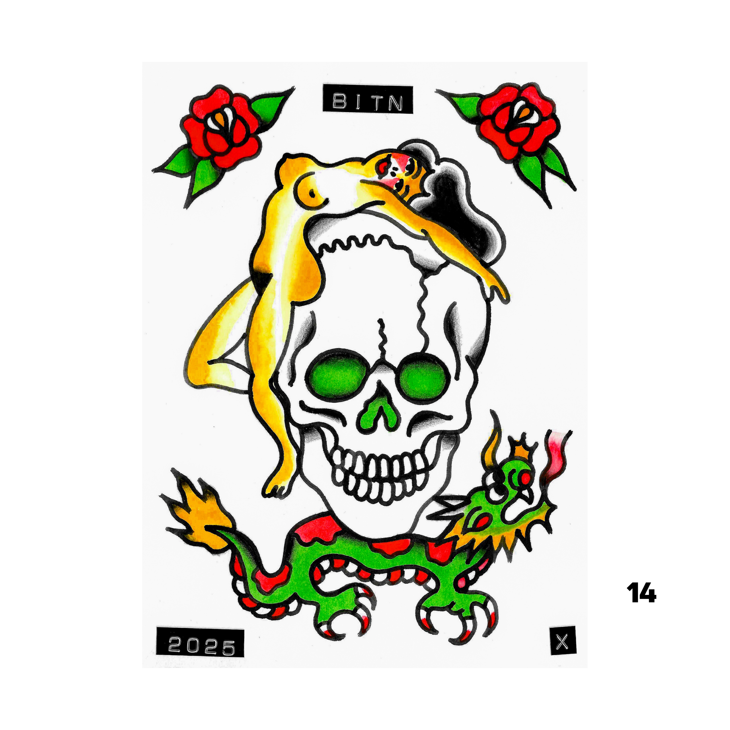 Original Tattoo Flash - 6x9 Watercolour