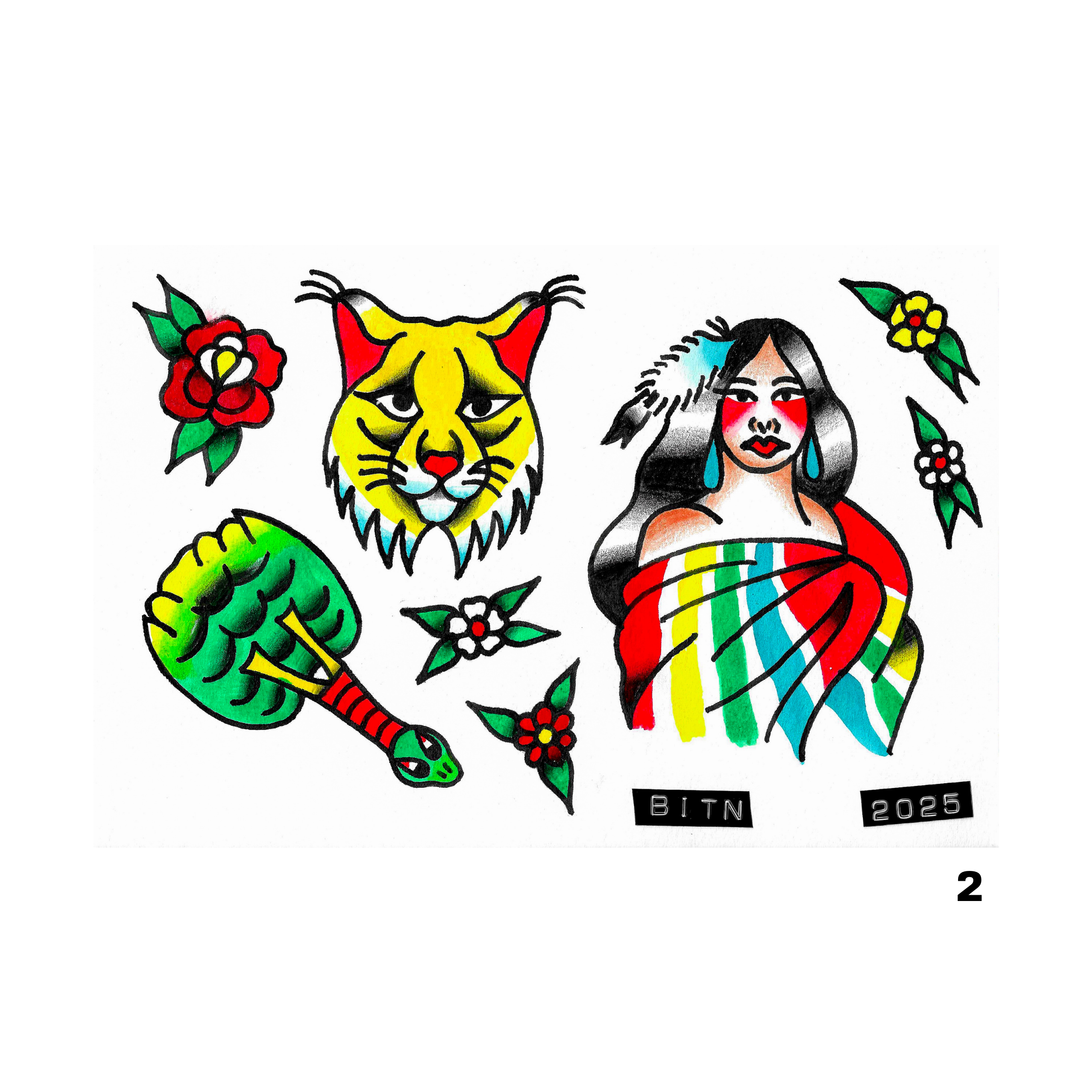 Original Tattoo Flash - 6x9 Watercolour