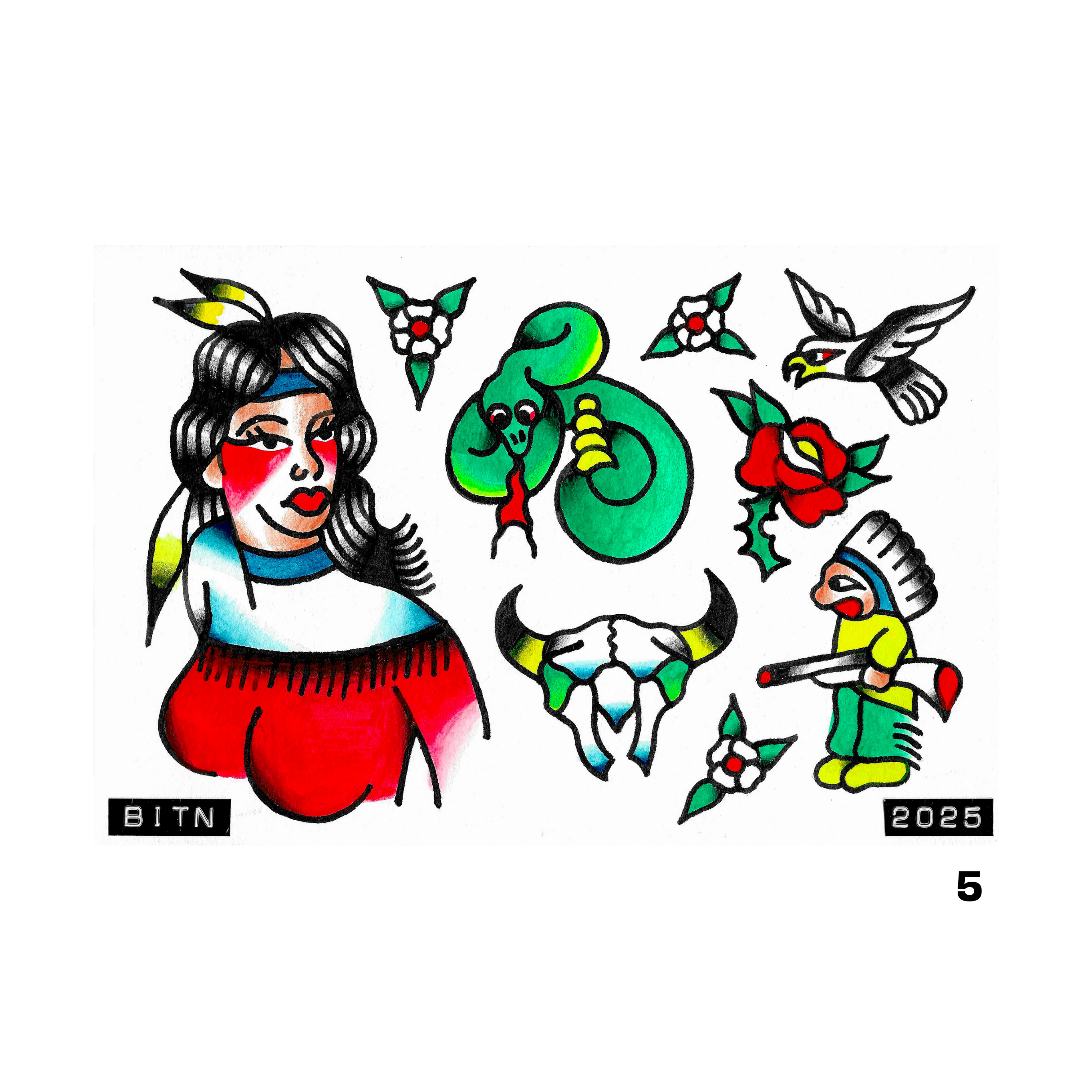 Original Tattoo Flash - 6x9 Watercolour